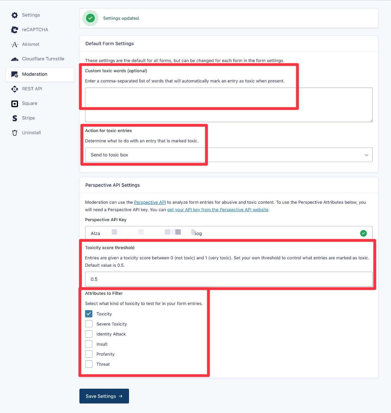Configure Moderation add-on