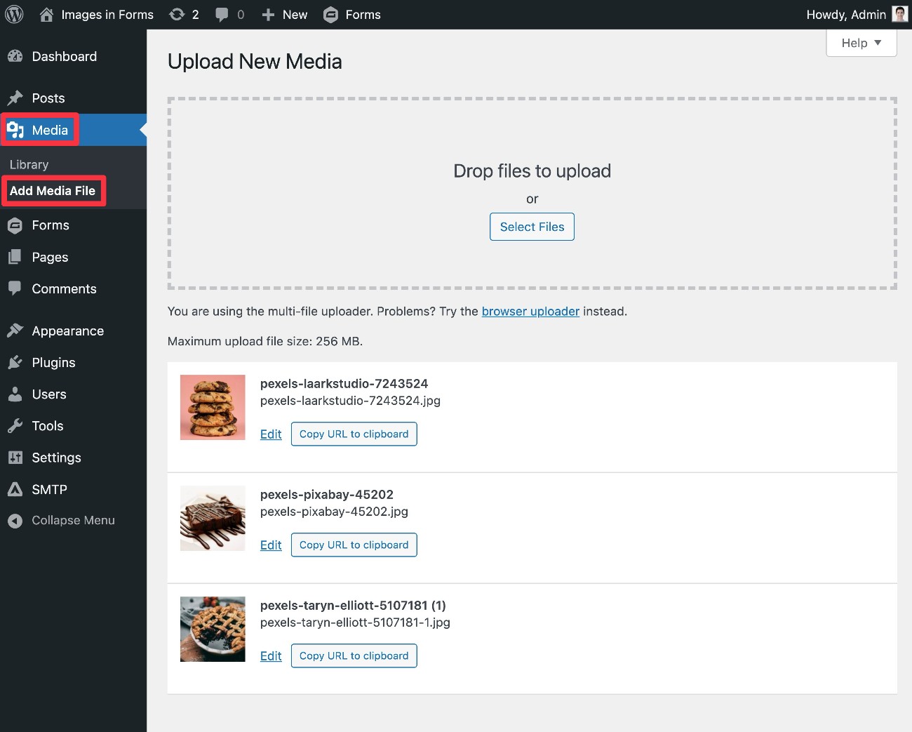 Unggah file gambar ke WordPress