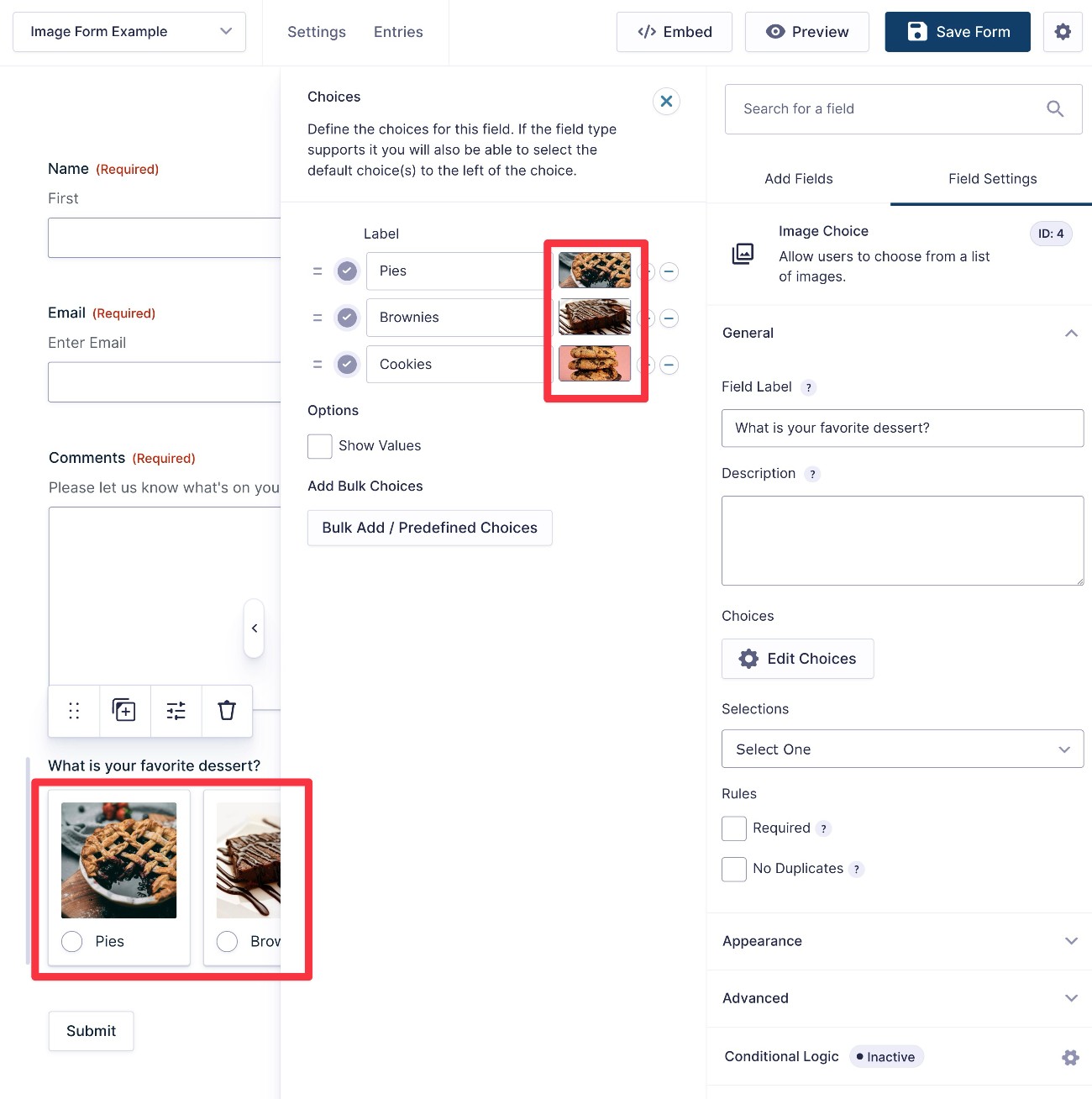 Gambar ditampilkan dalam bentuk WordPress