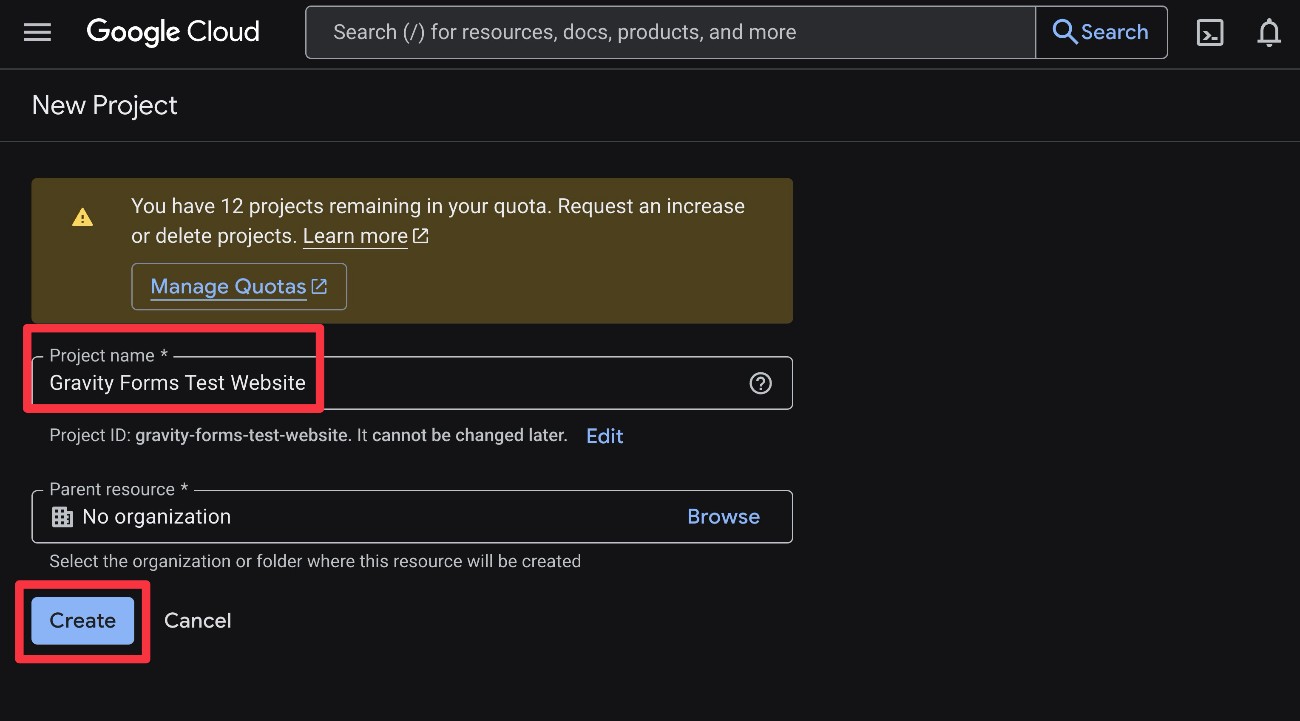 Create Google Cloud project