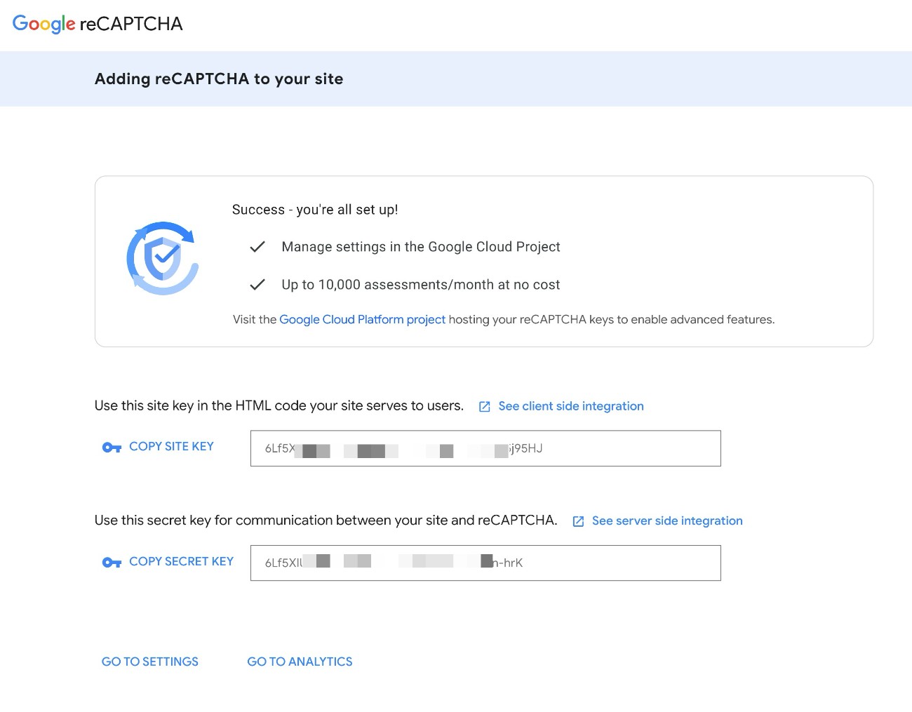 recaptcha v3 setup