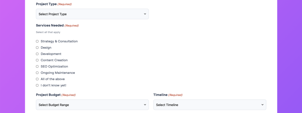 GF 2.10 project inquiry form