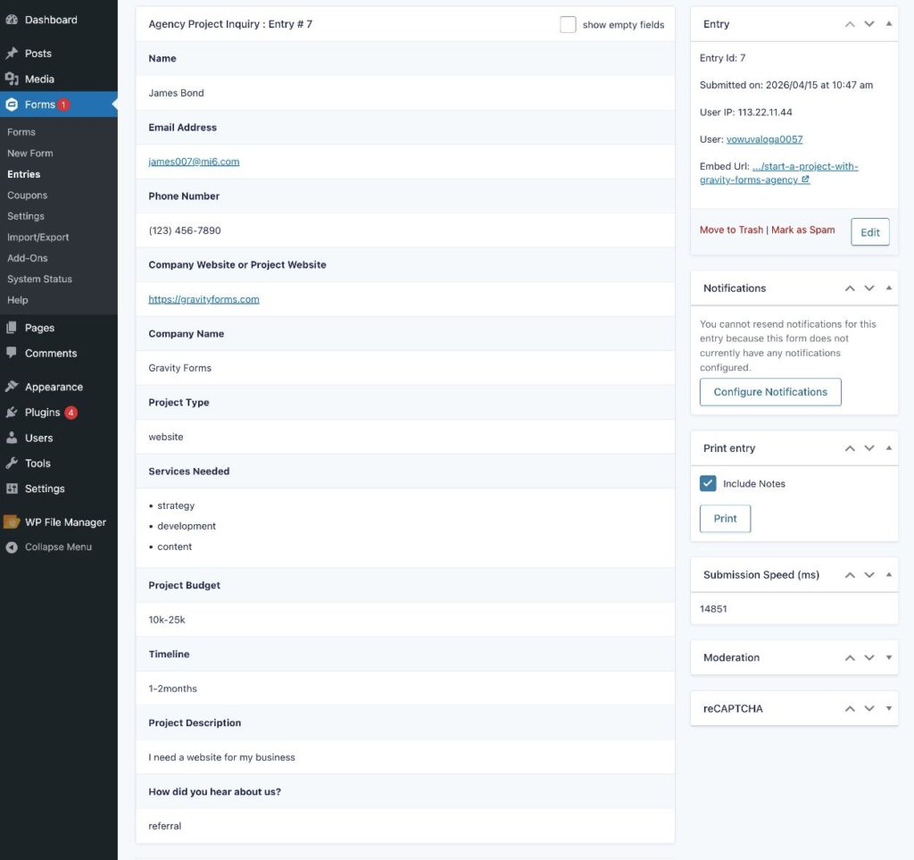 View inquiry details