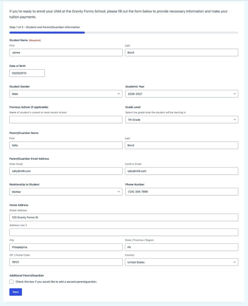 Test the form