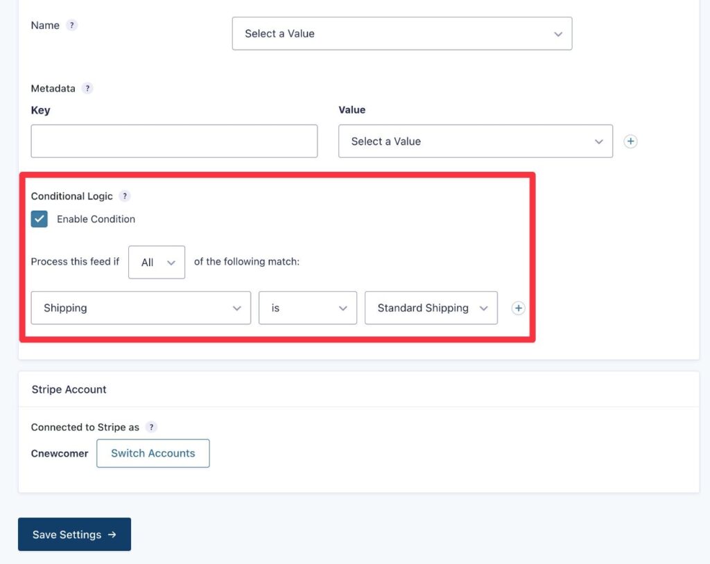 Add conditional logic to feed