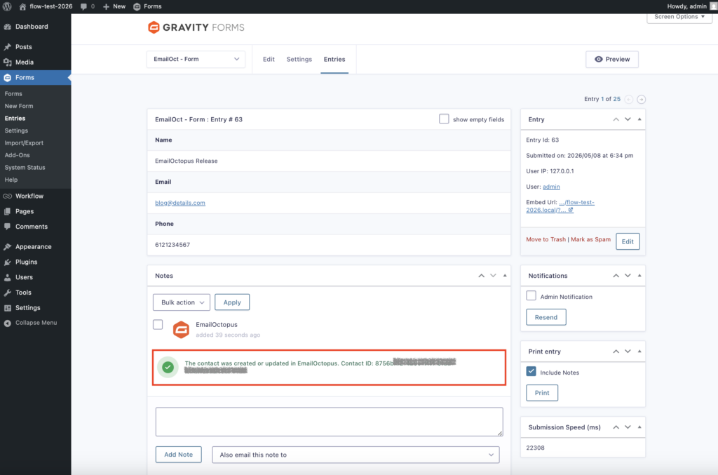 EmailOctopus 2.0 spam entry note