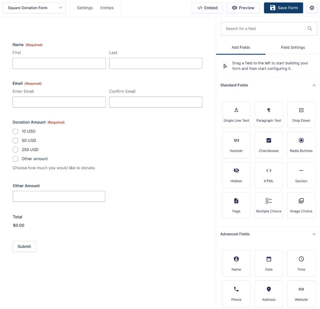 Edit WordPress donation form