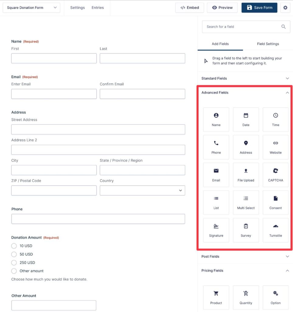 Add info fields