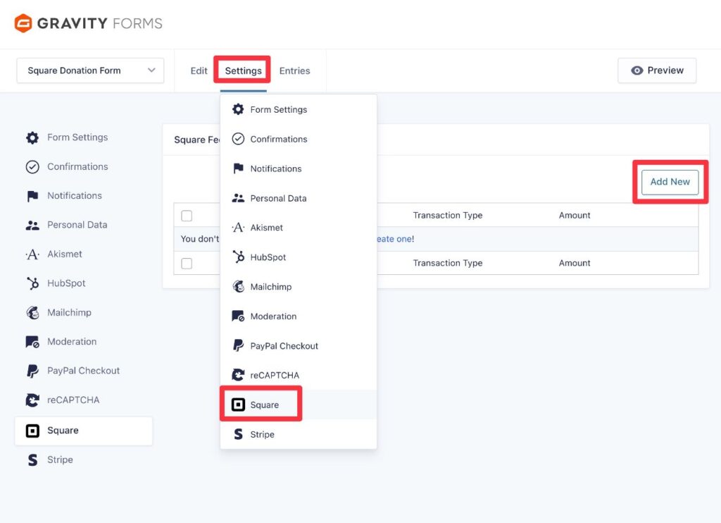 Create Square feed
