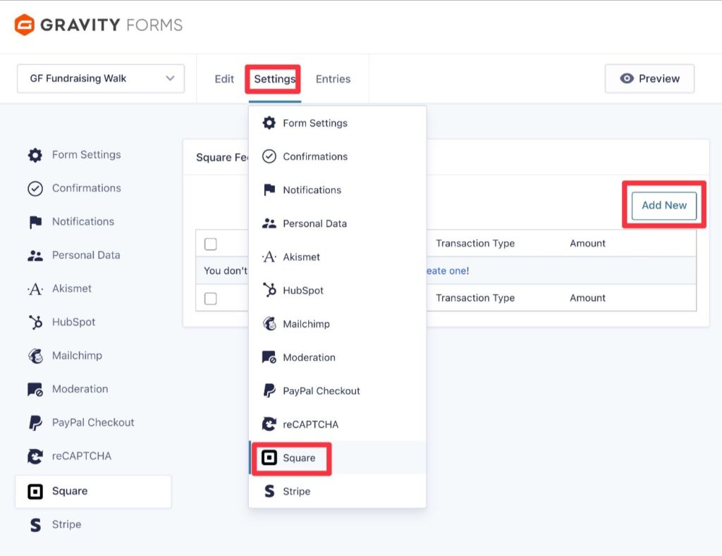 Create payment feed