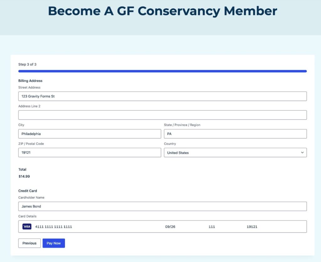 Test the nonprofit membership form