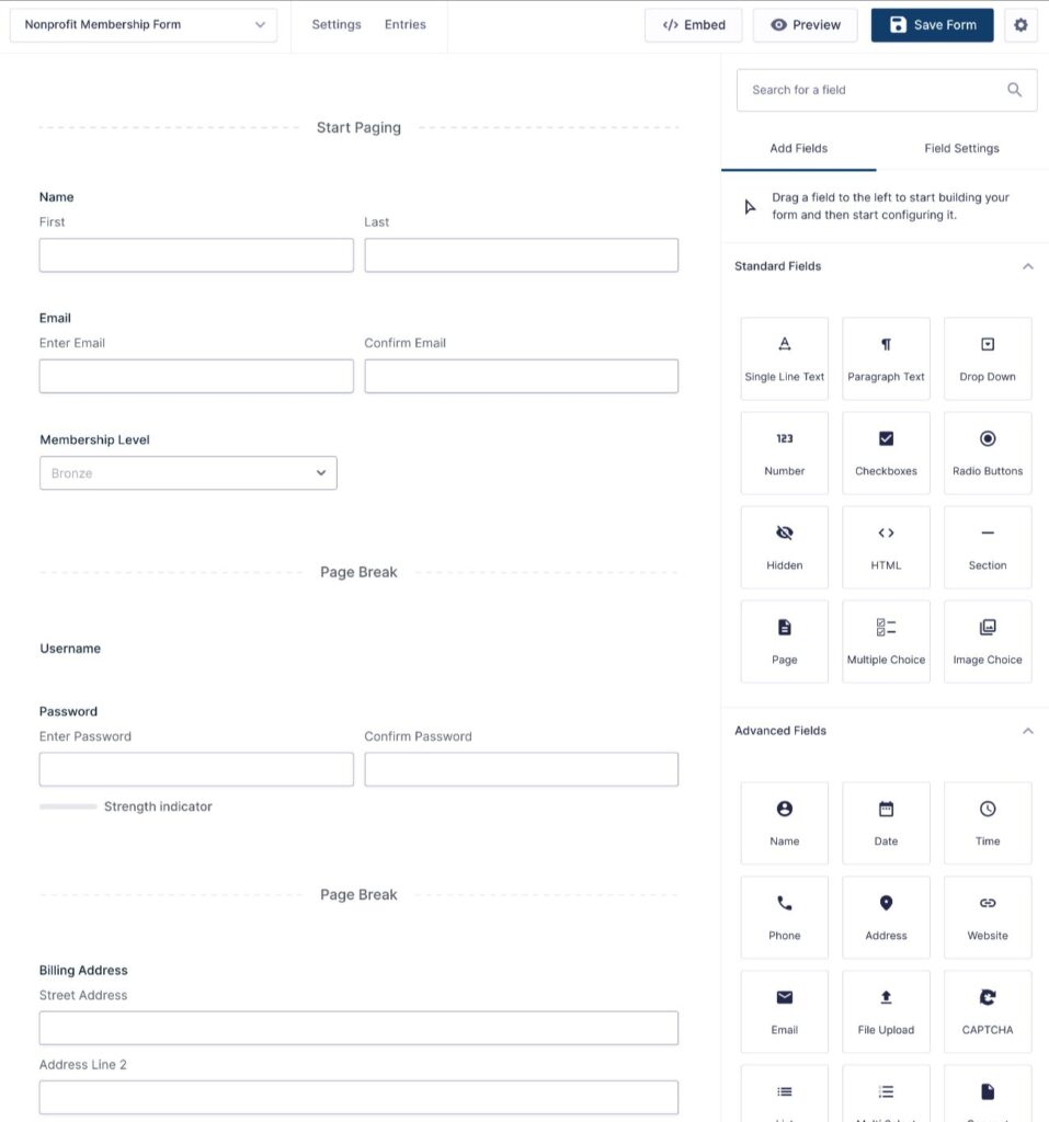 Customize nonprofit membership form