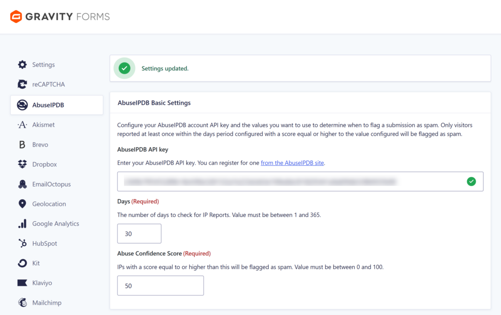AbuseIPBD Settings