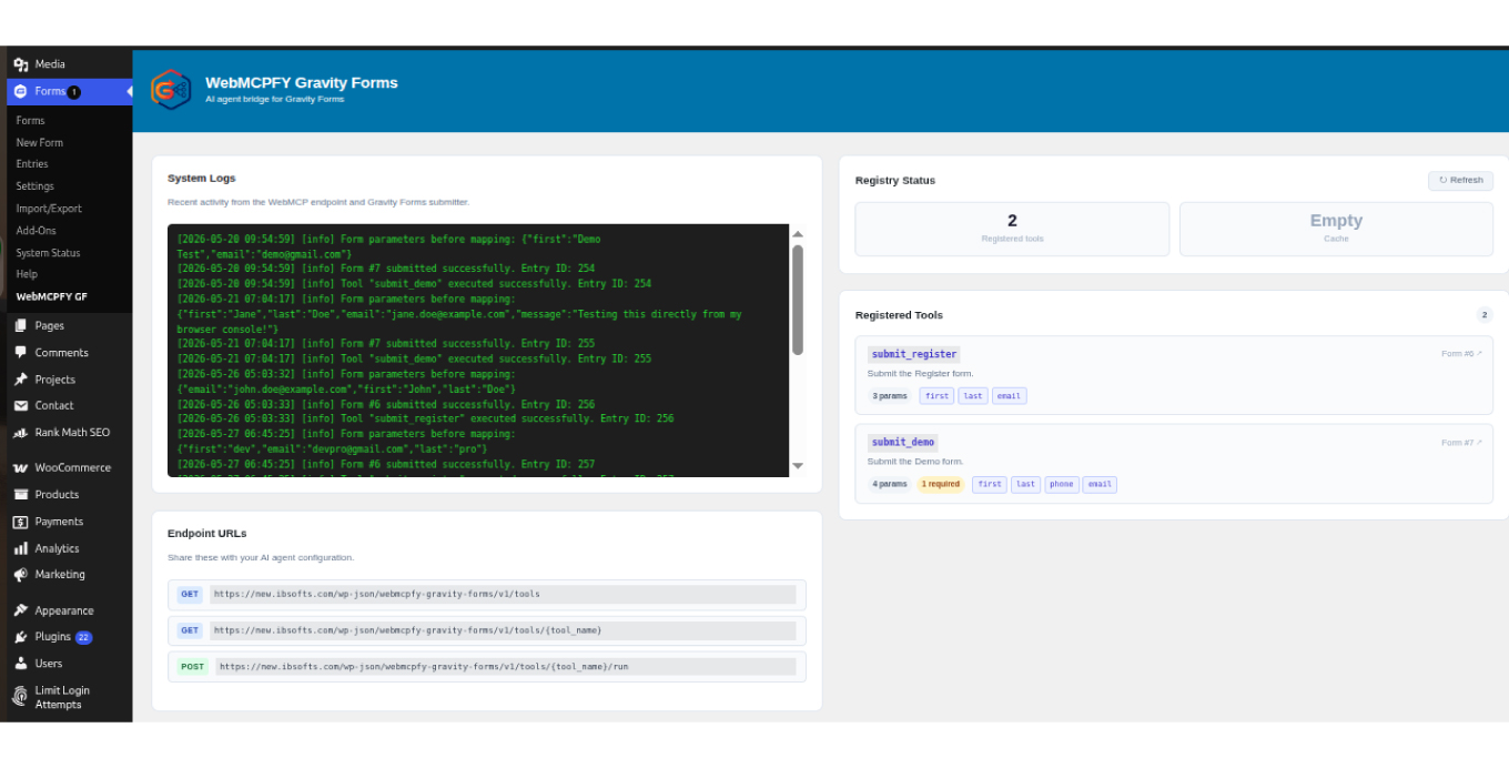 WebMCPFY for Gravity Forms