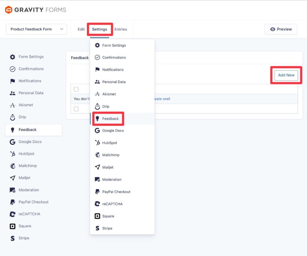 Add a feedback feed