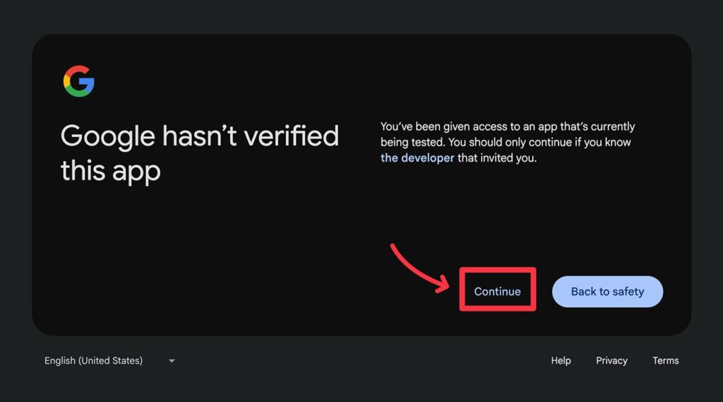 Continue auth process