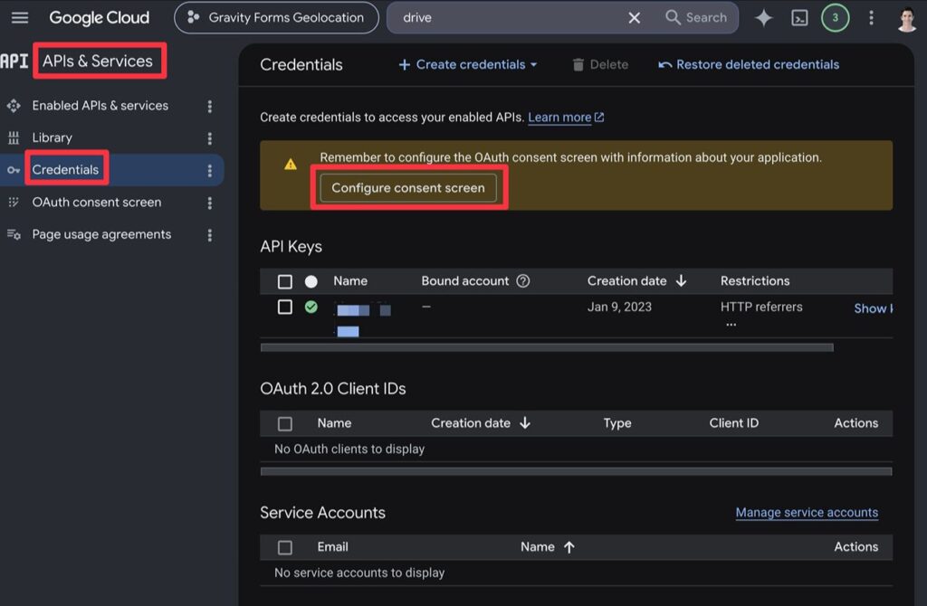 Configure consent screen