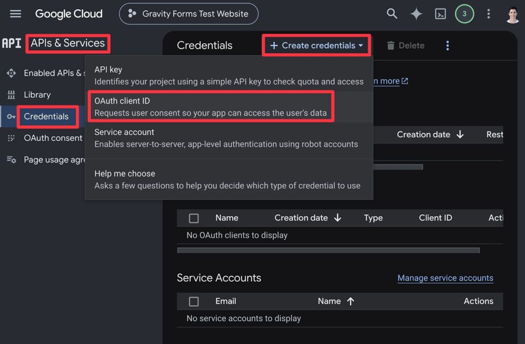 Create Oauth client ID