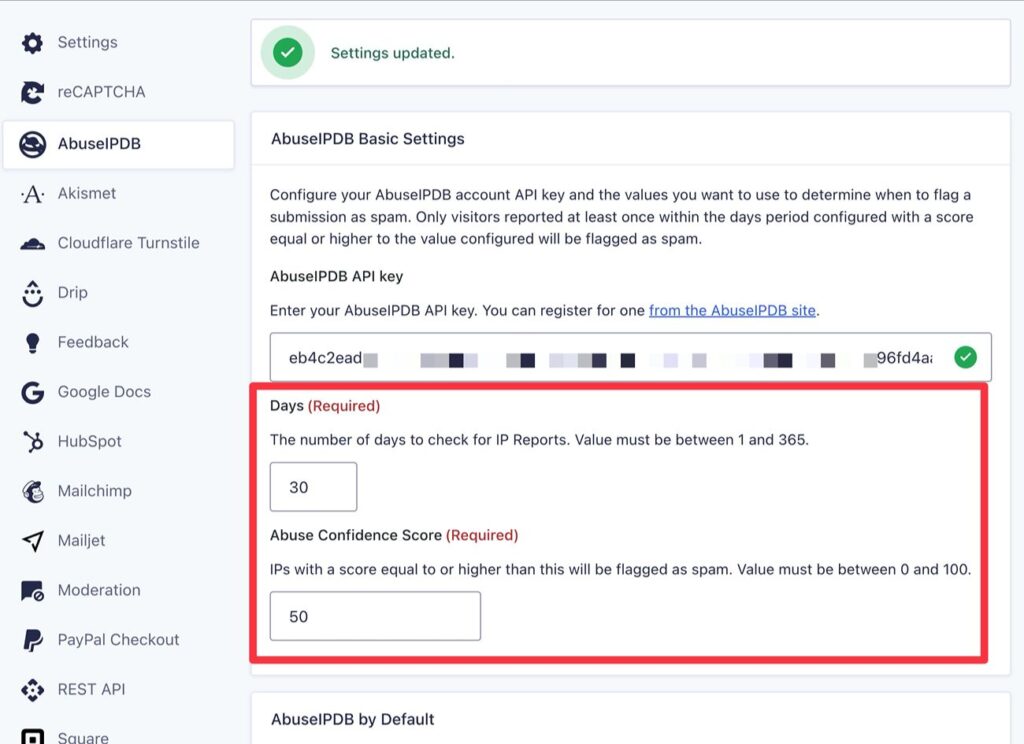 Configure confidence score