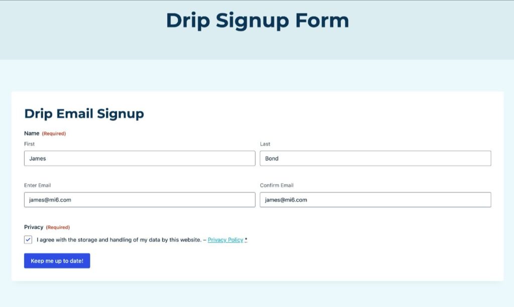 Test the WordPress Drip integration