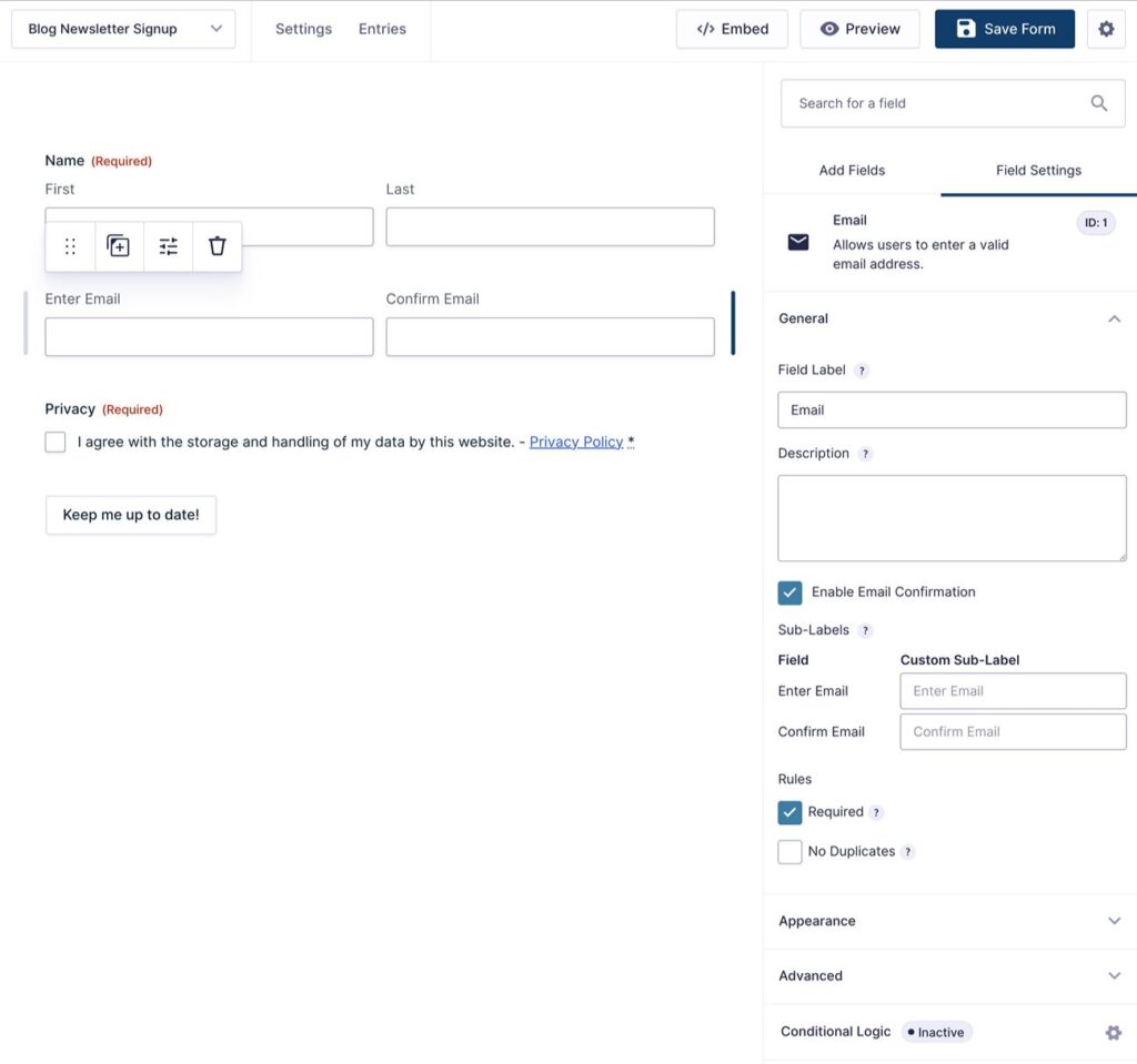 Create form to display