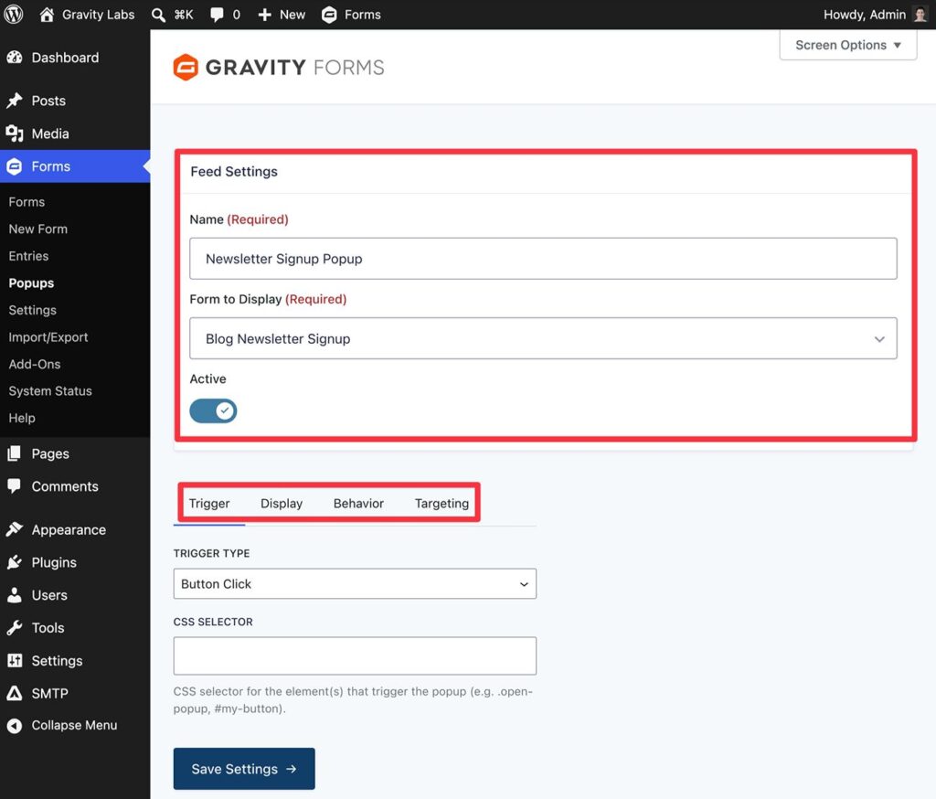 Choose which form to display in popup
