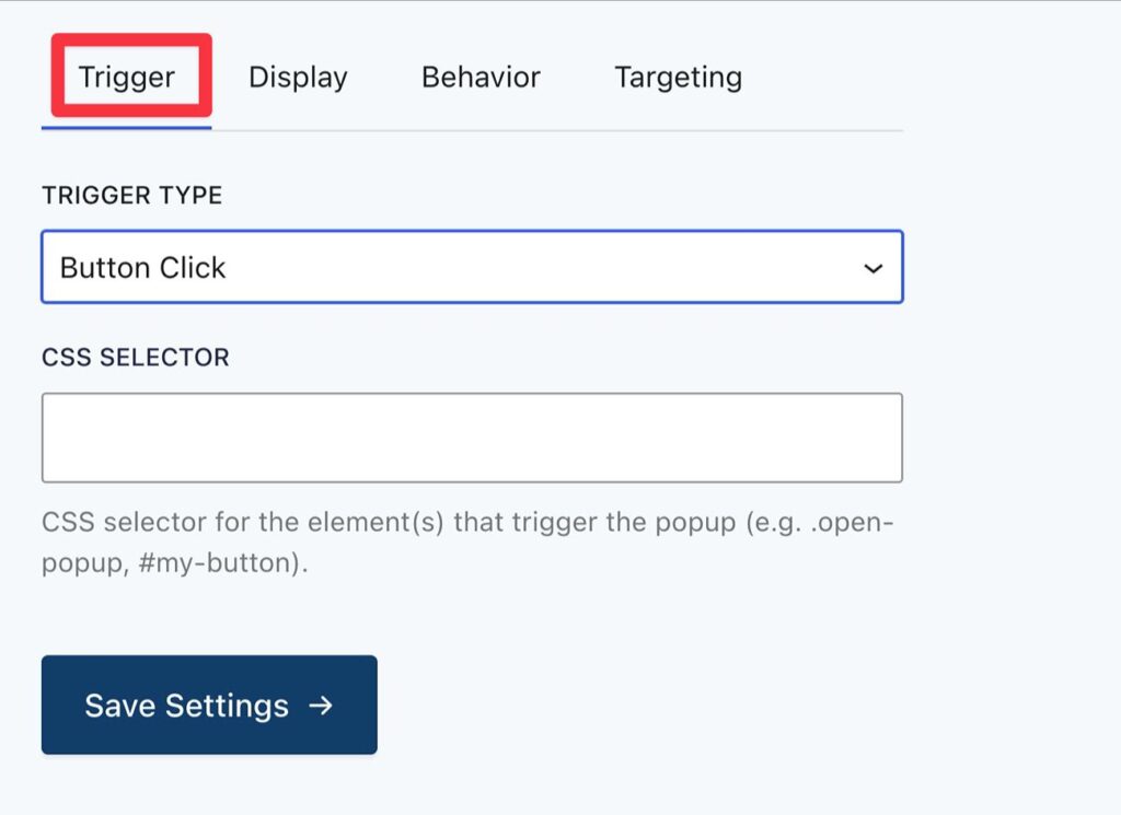 Trigger settings