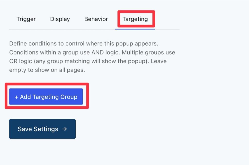 Targeting settings