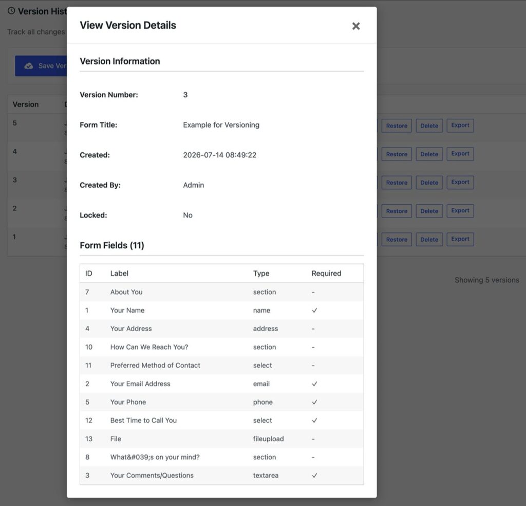 Version details