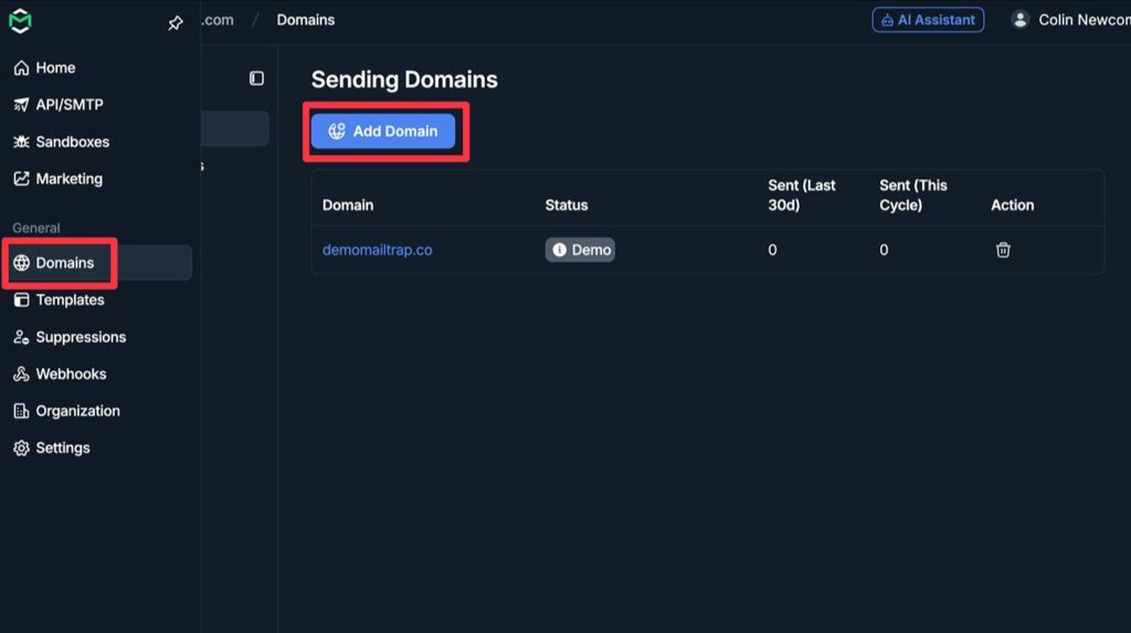 Add domain name