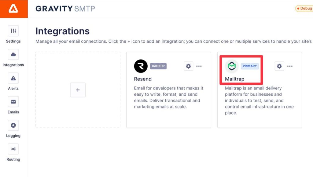 Enable Mailtrap as primary