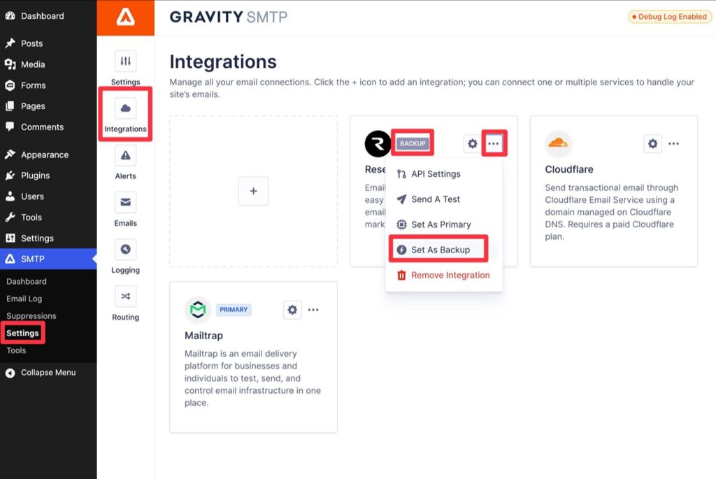 Add backup sending method