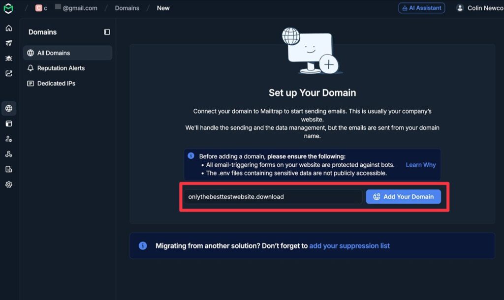 Set up domain