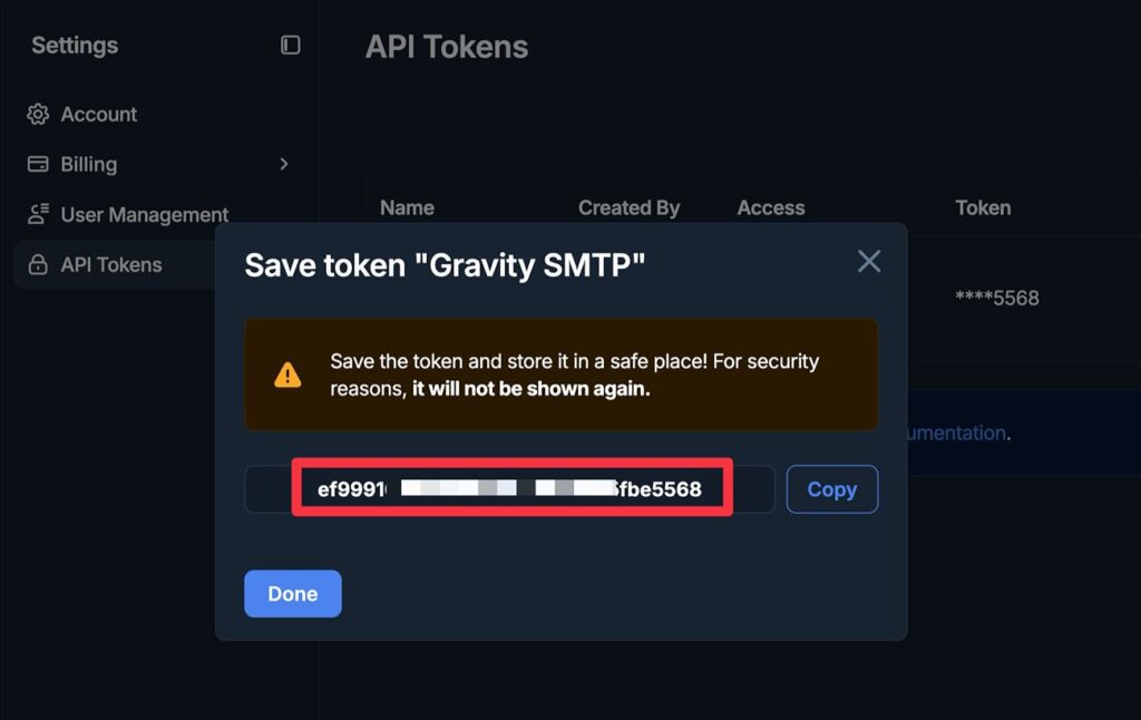 Copy your token