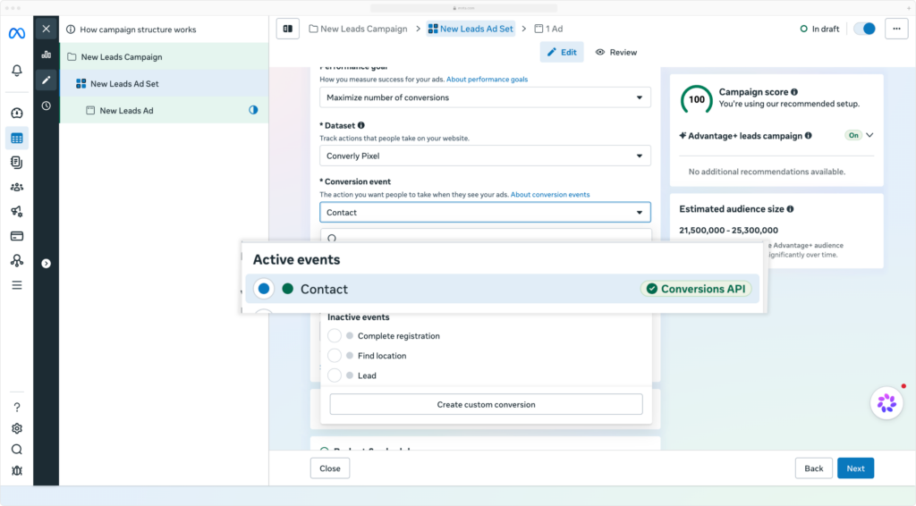 Conversion in Meta Ads Manager
