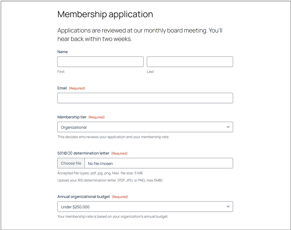 Membership Nonprofit Form