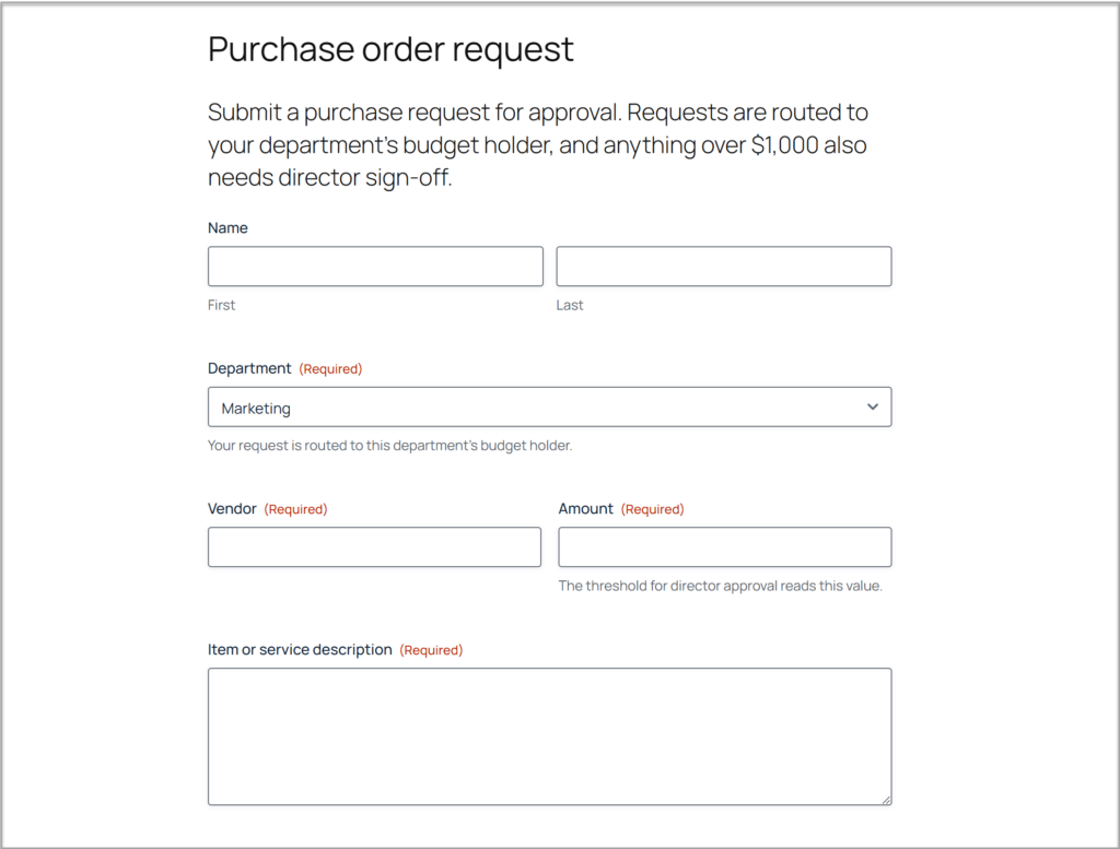 Purchase order request