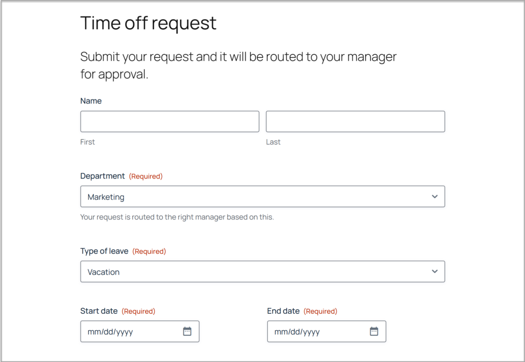 Time off request form