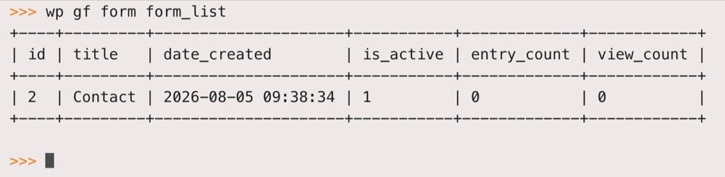 Listing forms with Gravity Forms CLI