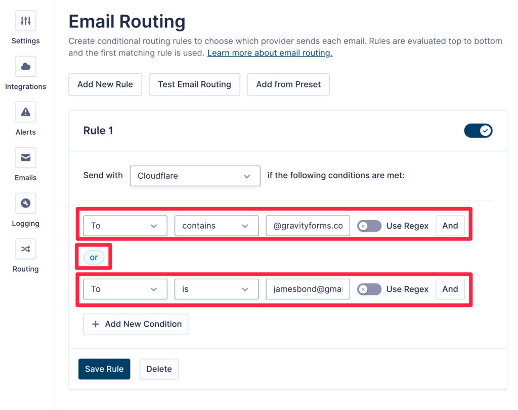 To email rule