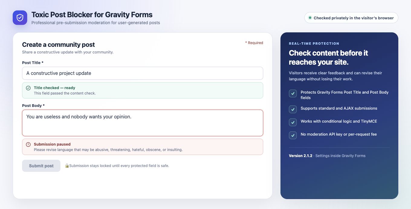 Toxic Post Blocker for Gravity Forms
