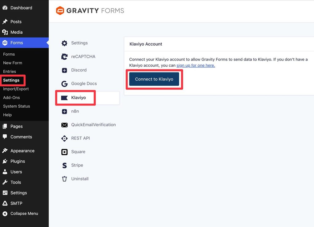 Connect Gravity Forms to Klaviyo
