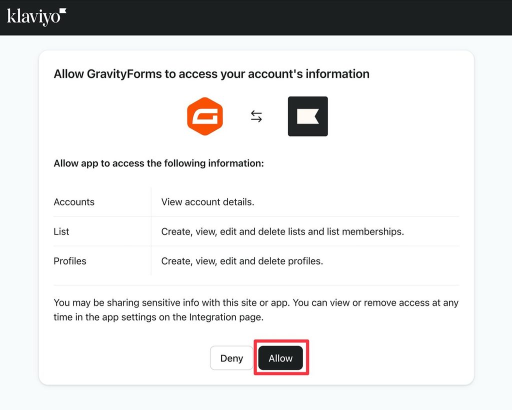 Allow app access