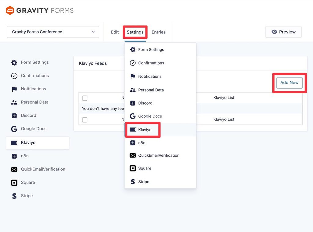 Add a new Klaviyo feed