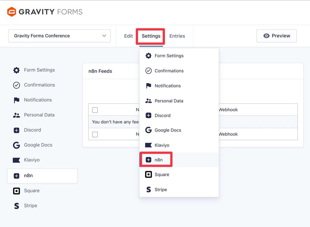 Create a feed to set up n8n WordPress integration for your form