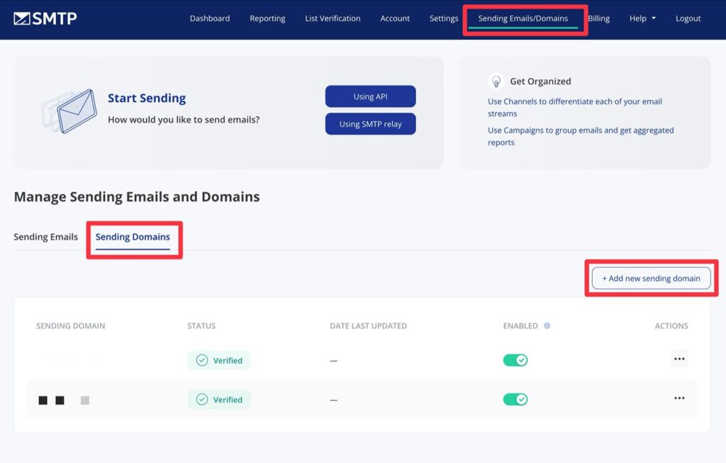 Add sending domain