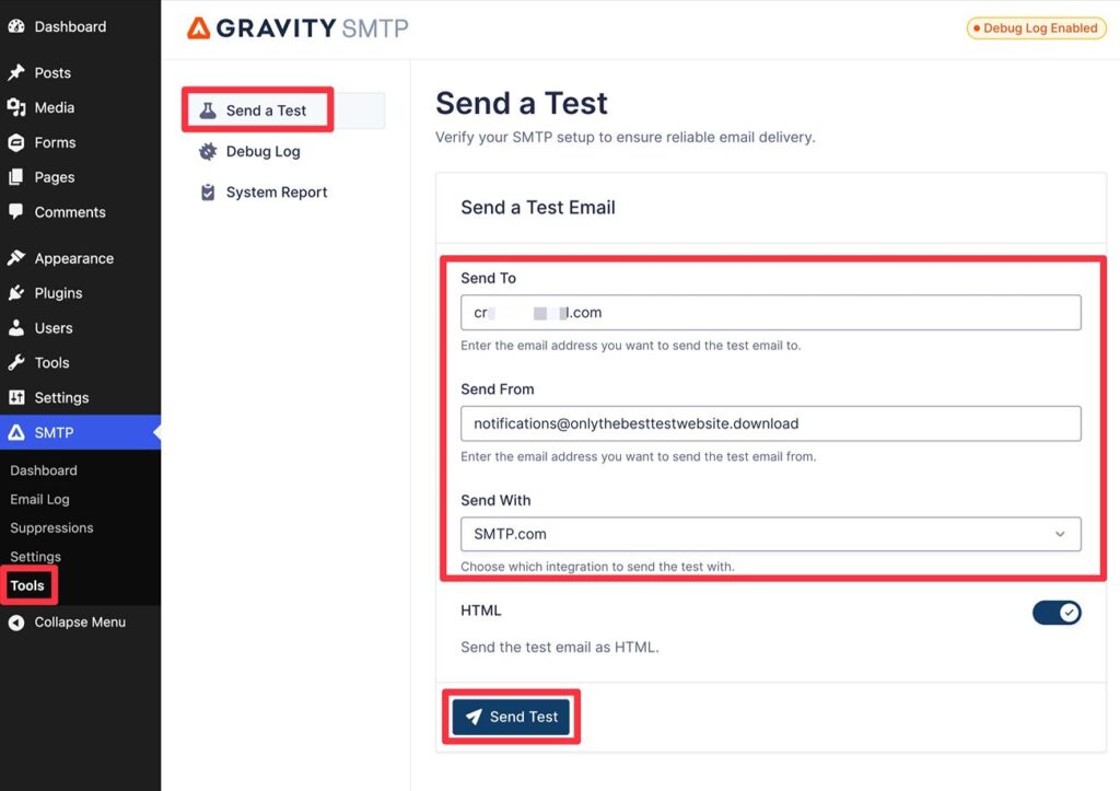 Send a test email