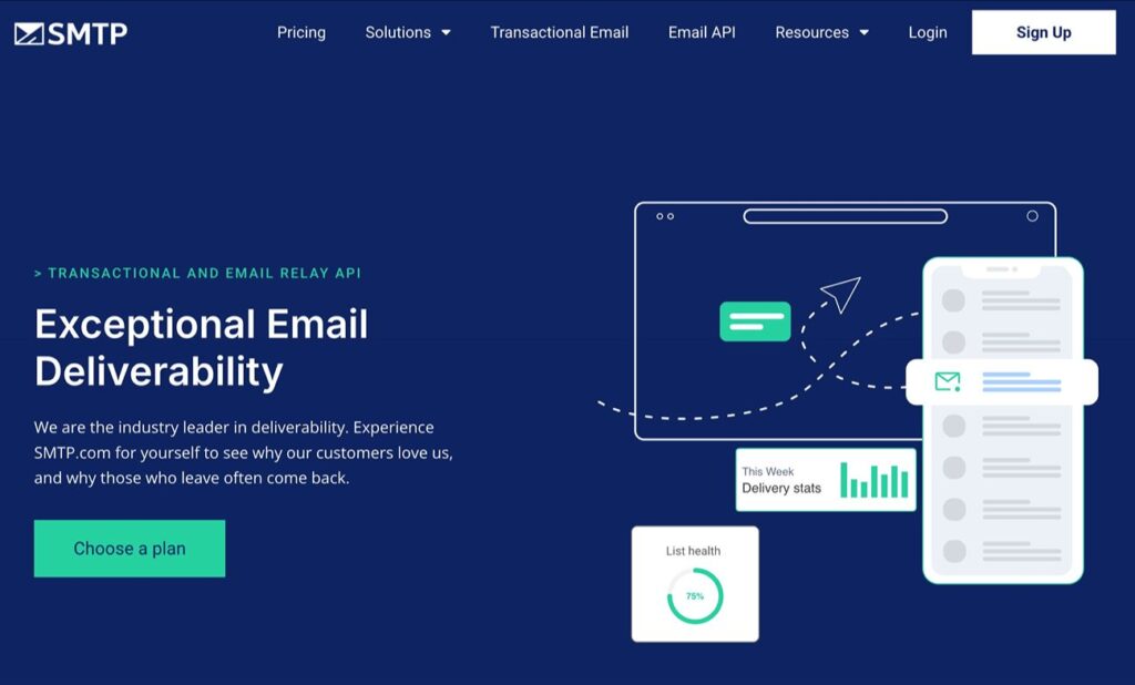SMTP.com homepage