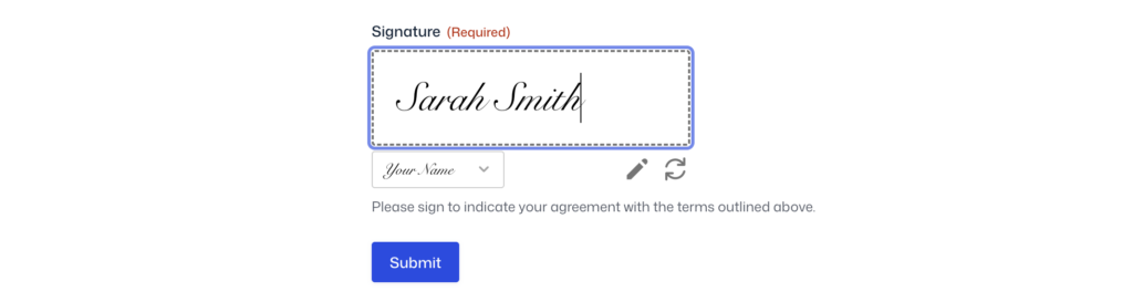 Signature 4.10 type to sign