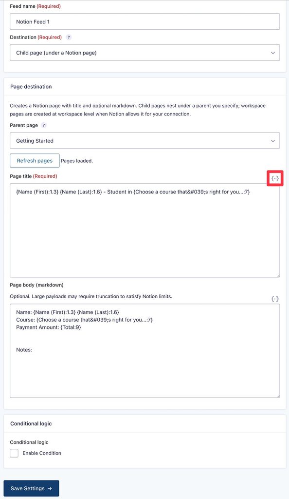 Sync Notion forms to pages